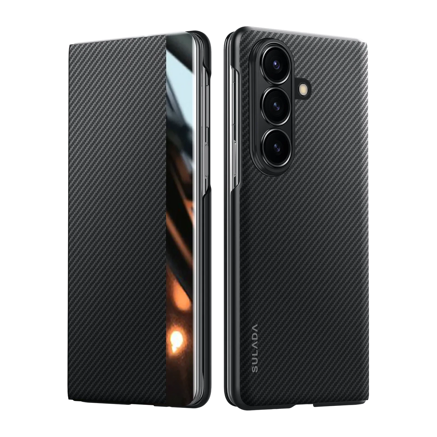 Magnetic Carbon Fiber Leather Case