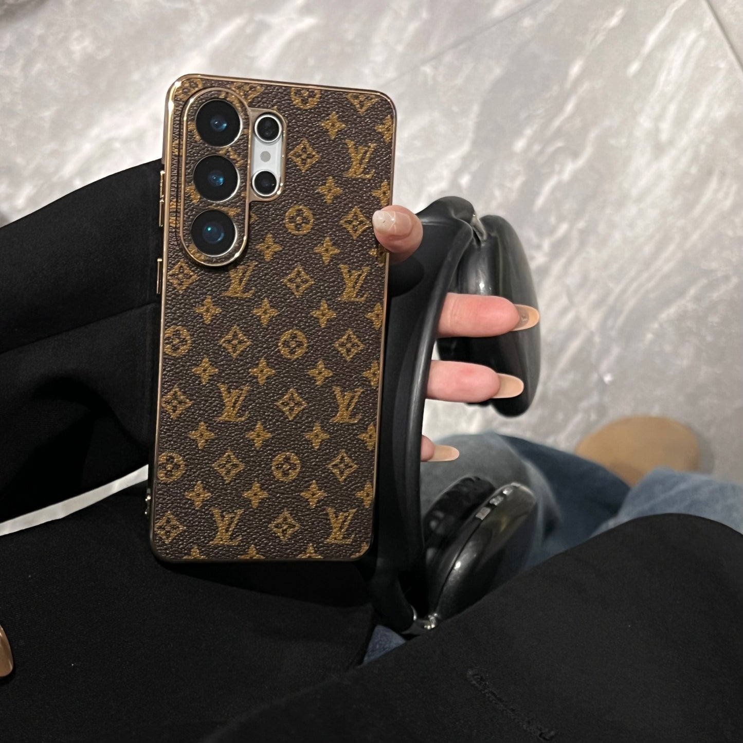 Luxury Leather Case for Samsung S26 Ultra – Gold Edition