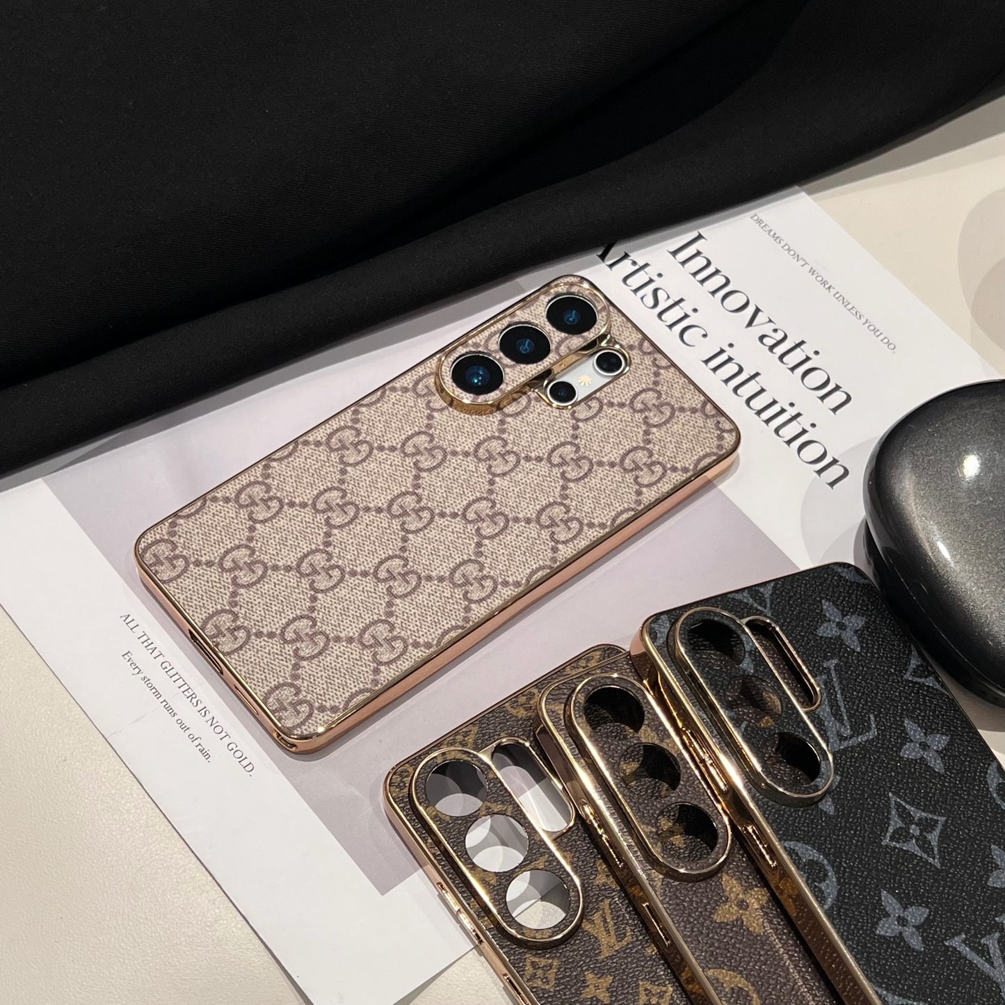Luxury Leather Case for Samsung S26 Ultra – Gold Edition