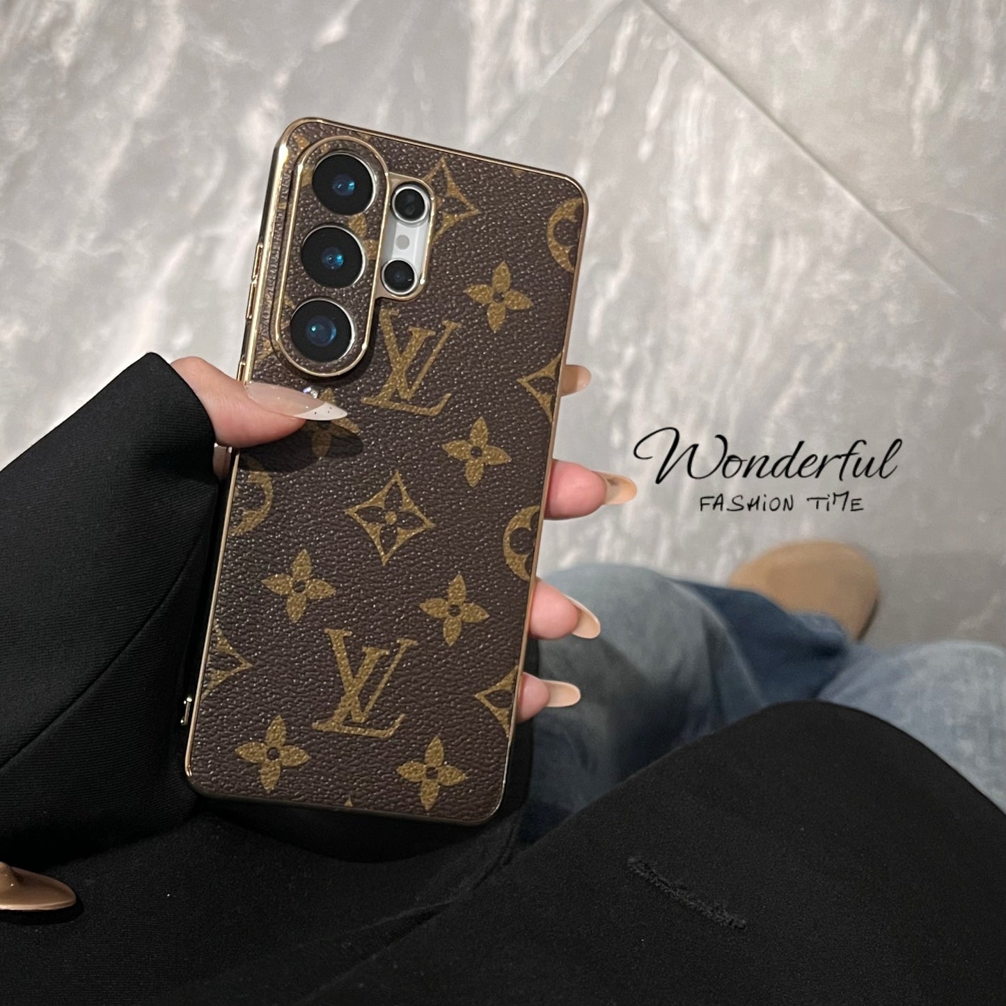 Luxury Leather Case for Samsung S26 Ultra – Gold Edition