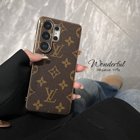 Luxury Leather Case for Samsung S26 Ultra – Gold Edition
