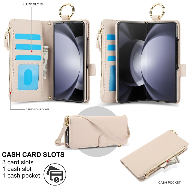 White Crossbody Ring Wallet Leather Case