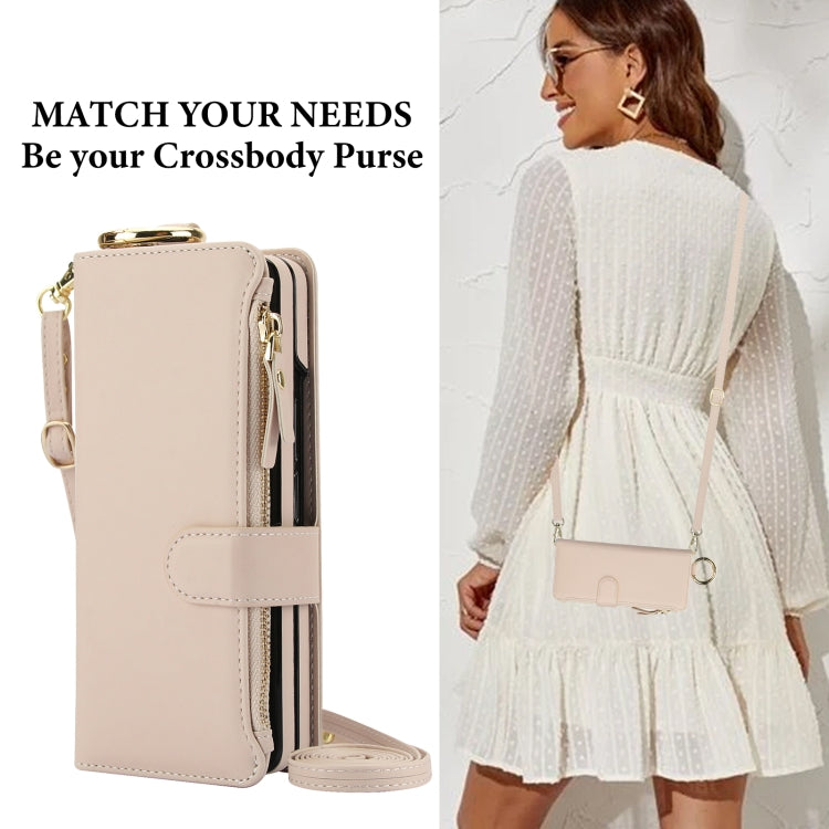 White Crossbody Ring Wallet Leather Case