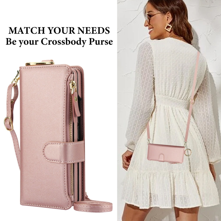 White Crossbody Ring Wallet Leather Case
