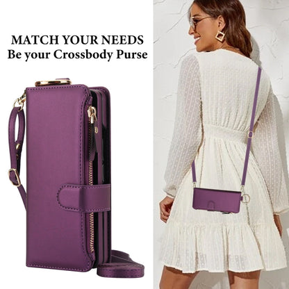 White Crossbody Ring Wallet Leather Case