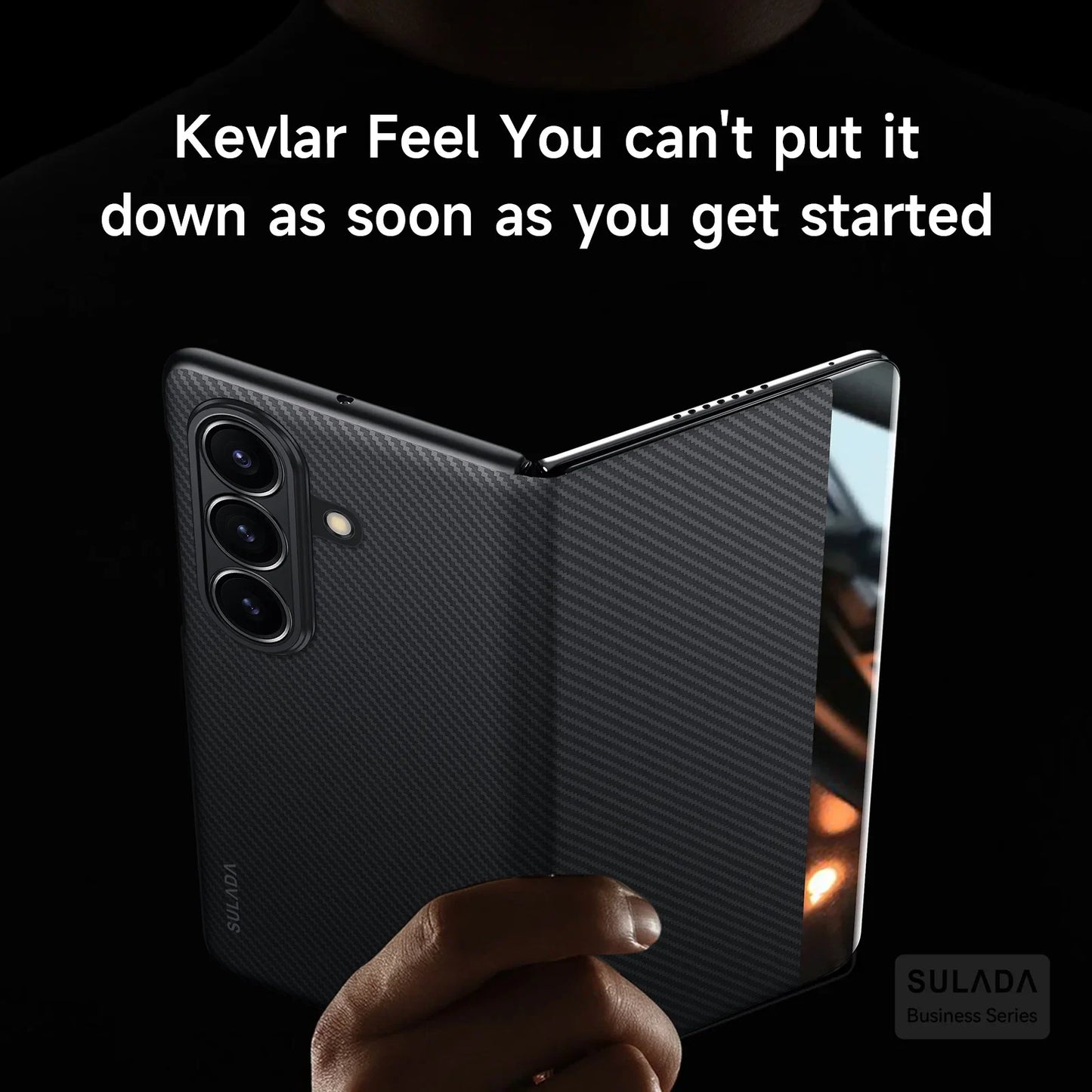 Magnetic Carbon Fiber Leather Case