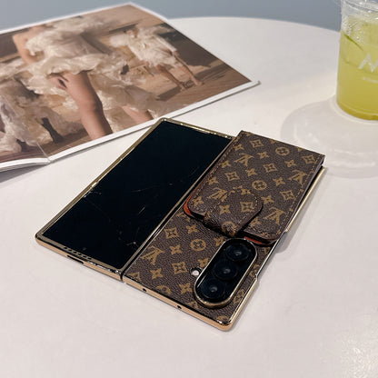 Luxury Fold Wallet Case | Monogram Leather · Gold Edge